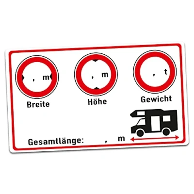Bild av Husbil lastbil klistermärke 9,5 x 5,5 cm folie för märkning bredd höjd vikt total längd självhäftande uv beständig cockpit tillbehör R155 (husbil, fält)