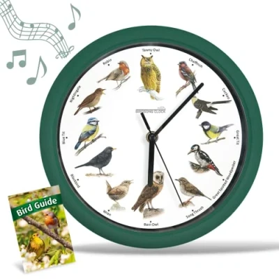 Bild av StARLYF Birdsong Clock Fågelljud Väggklocka, Enkel installation, Originalinspelningar, Stäng av på kvällstid (25x25)