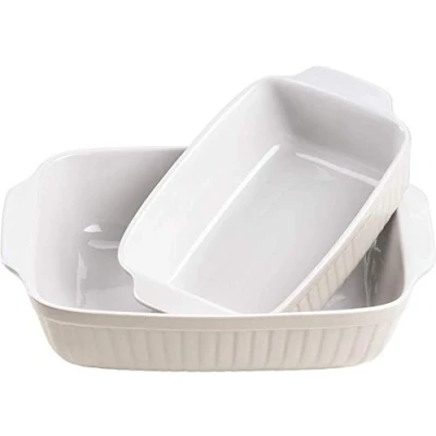 Bild av MÄSER 931137 Kitchen Time Series Rektangulär Ugnsform i 2 Pack, Fyrkantig Ugnsform, Idealisk också för Lasagne, Rep och Skärtålig, Keramik, 33 x 24 8 cm/25,5 16 7 cm, Grå