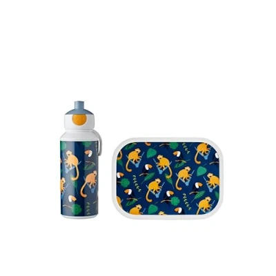 Bild av Mepal Lunchset Campus matset för barn med popup vattenflaska och lunchlåda skolan eller på språng diskmaskinssäker BPA fri 400 ml + 750 Jungle