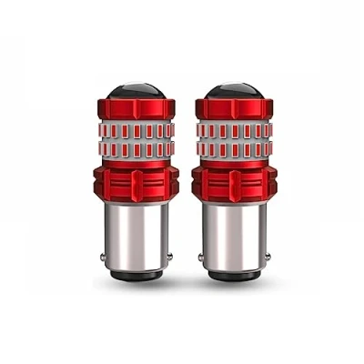 Bild av KYPSZQPSH 2st 1157 P21/5W BAY15D Röd LED glödlampa Bromsljus Canbus PR21 BAZ15D P21/4W Auto DRL stoppljus for vardagskörning (Color : röd, Size P21 4W)