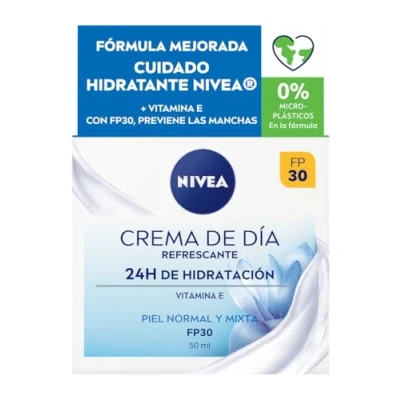 Bild av NIVEA crema de Día refrescante FP30 (1 x 50 ml), hidratante facial con vitamina E, para piel normal y mixta protección solar