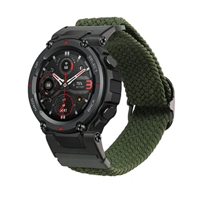 Bild av kwmobile Nylonband kompatibelt med Huami Amazfit T Rex/T Rex Pro band ersättningsrem för fitnesstracker svart, Nylonfiber