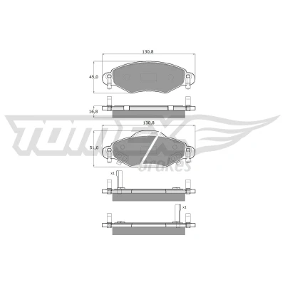 Bild av TOMEX brakes TX 13 89 Jeu de plaquettes frein Essieu avant avec indicateur d&#039;usure TOYOTA: Yaris I 3/5 portes