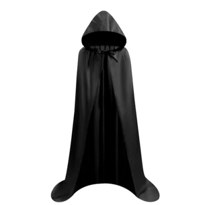 Bild av Proumhang Vampyrkappa Mantel Full Längd Vampyr Kappa Vuxen Män Cape Cosplay Halloween Karneval Svart 130 CM M