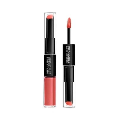 Bild av L&#039;Oreal Paris läppar smink lättsam läppstift, 404 Corail Constant/flytande läppstift för 24 timmar fulla med fuktgivande läppvård balsam, 1 pack