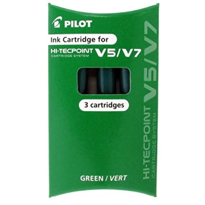 Bild av Pilot V5/V7 bläckpatroner grön för Hi Techpoint kassettsystem pennor (paket med 3)