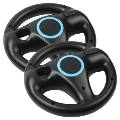 Bild av AMEEGO Rattdesignstativ Mario Kart racingspel rattstativ för Wii Game Controller 2 st (svart)