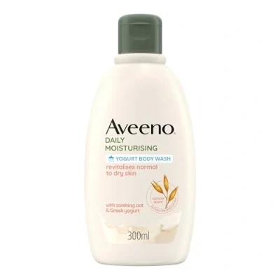 Bild av Aveeno Daily Moisturising, naturligt duschbad med yoghurt och havre probiotisk, mild, doft av aprikos honung, 300 ml