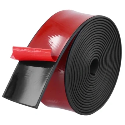Bild av QWORK® 3 meter neopren självhäftande gummiremsa 40 mm x 2 halkfri, vattentät, värme och oljebeständig för att täta golvet, vibrationsskyddande packning