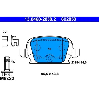 Bild av ATE 13.0460 2858.2 Jeu de plaquettes frein avec indicateur d&#039;usure vis d&#039;étrier OPEL: Corsa C 3/5 portes, Tigra Twintop, С Van
