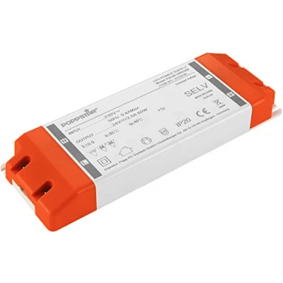 Bild av Poppstar LED transformator 230 V AC /24V DC 2,5 A för LEDS 0,6W till 60 Watt