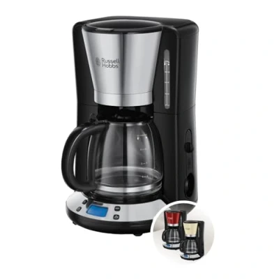 Bild av Russell Hobbs kaffebryggare, 1.25l glaskanna, upp till 10 koppar, digital programmerbar timer, varmhållningsfunktion, automatisk avstängning, 1100W, filterkaffemaskin, rostfritt stål, Victory 24030 56