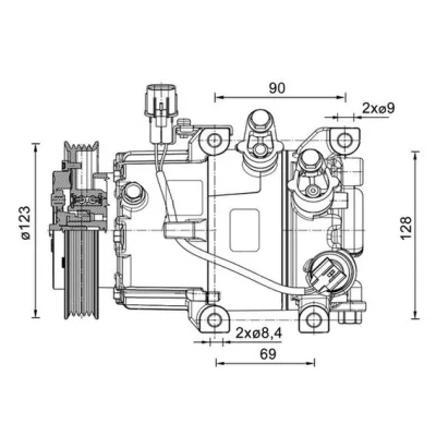 Bild av MAHLE ORIGINAL ACP 1465 000P Compresseur De Climatisation 6VS12e 12 PAG 46 YF 1234yf, R 134a HYUNDAI: i20 II 3/5 portes