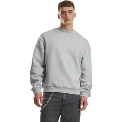 Bild av Urban Classics Tröja för män, fluffig crewneck, herrtröja med rund hals, oversize passform, storlekar S5XL, Lightasfal, 4XL