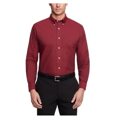 Bild av Van Heusen herrskjorta normal passform Oxford solid knäppkrage, Cayenne, L