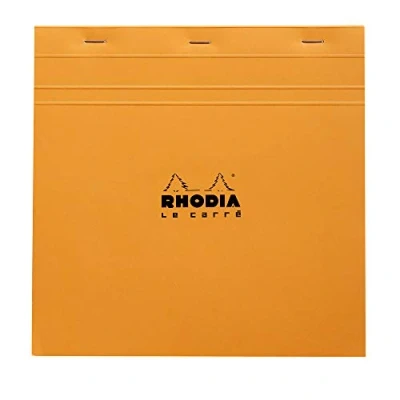 Bild av Rhodia 210200C anteckningsblock/skrivblock häftad Le Carré No.210 21 x cm 80 ark rutiga g, separerbar och mikroperforerad, med kartongbaksida, orange, 1 styck