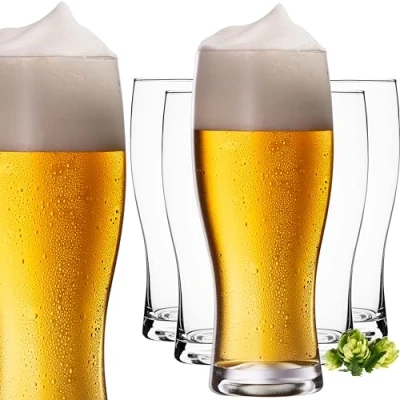 Bild av PLATINUX ölglas 500 ml (max. 640 ml) av glas set 6 delar ölrep veteglas hög 0,5 l