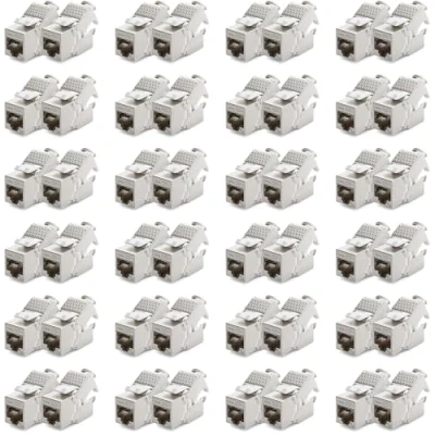 Bild av deleyCON 48x Keystone Modul CAT 6a Uttag Helt Skärmad STP RJ45 Verktygsfri Tack Vare Snap In Montering Råkabel 500MHz 10GBit/s
