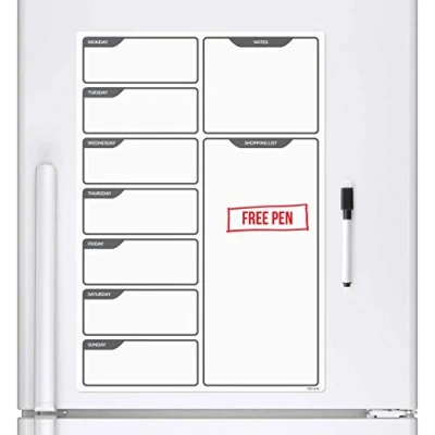 Bild av CKB Ltd® Kylskåps veckoplanerare, magnetisk, magnettavla för kylskåp, white board &amp; penna rader genom att torka