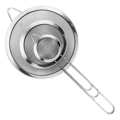Bild av Royouzi Kökssil set, 3 stycken 7/12/18 cm högkvalitativ sil av rostfritt stål i 304 stål, finmaskig hushållssil för bakning, matlagning, mjöl, proteinseparation, juice, etc köket