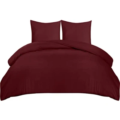 Bild av Utopia Bedding Påslakanset Påslakan I Mjuk Mikrofiber Polyester 220x240 cm Med 2 Örngott 65x65 För Sängkläder Vinröd