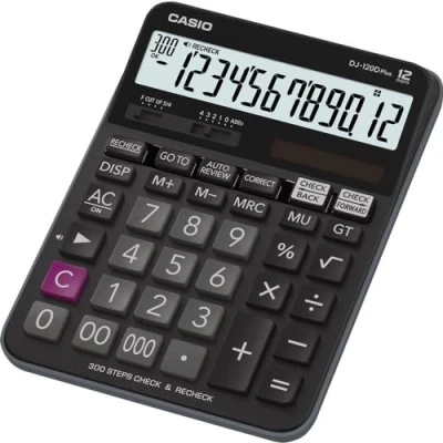 Bild av CASIO Bordsräknare DJ 120DPLUS, 12 siffrig total minne, rundningsinställning, sol /batteridrift