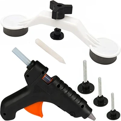 Bild av Retoo bucklor reparationsset bil 7 st instickning, glidhammarbucklor repavdragare reparationssats, fordon reparation hagel skada, verktyg Dent Puller Set, svart