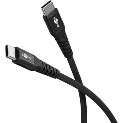 Bild av Goobay USB C™ supersoft textilkabel med metallkontakter, 1 m, svart elegant och extra robust anslutningskabel för enheter port