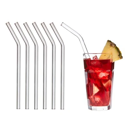 Bild av TFA Dostmann GlasWerk sugrör CURVED, i glas, förpackning med 6 st, 23cm, böjd sugrör, 14.2018.10, transparent, uthållig produkt