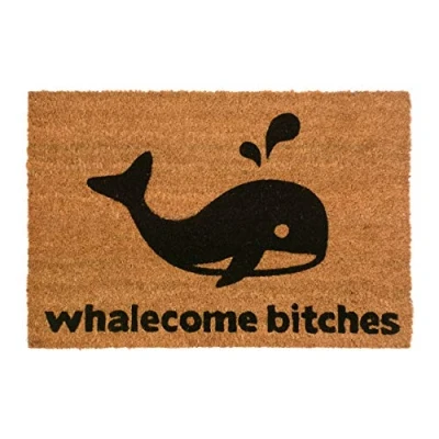 Bild av CKB LTD® WHALECOME BITCHES Nyhet Dörrmatta Unika dörrmattor fram/bak roliga gjorda med en halkfri PVC baksida naturlig kokosnöt inomhus och utomhus