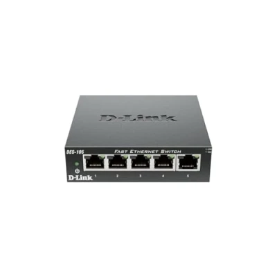 Bild av D Link DES 105 5 portars Layer2 Fast Ethernet switch metall (10/100 Mbit/s, enkel plug and play installation, automatisk MDI/MDIX justering, hastighetsigenkänning, fläktlös)