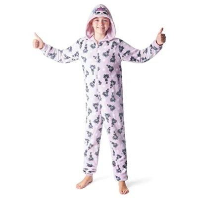 Bild av L.O.L. Surprise! flickor pyjamas, fleece onesies för med lol dockor kitty drottning eller enhörning, allt hos ett barn pj jumpsuit, enhörning gåvor till flickor, 9 10 år, Lila