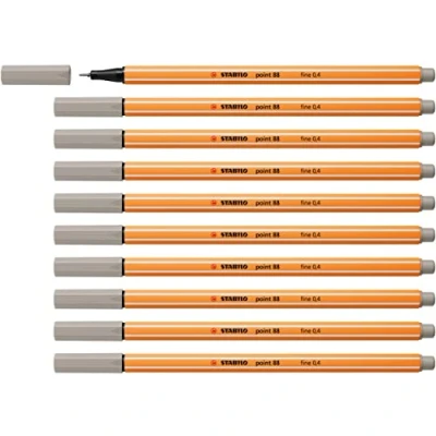 Bild av Fineliner STABILO point 88 förpackning med 10 varm grå
