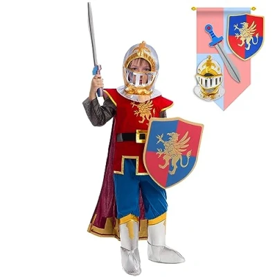Bild av Spooktacular Creations riddardräkt för barn, Knight kostym deluxe set pojkar, halloweenkostym, festklädsel, rollspel och cosplay, medium (8 10 år).