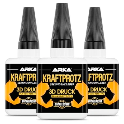 Bild av Arka 3 x 50 g 3D tryck superlim extra stark inkl. anti uttorkningsspets reptålig tjockt vattentätt PLA lim, ABS PETG lim och TPU