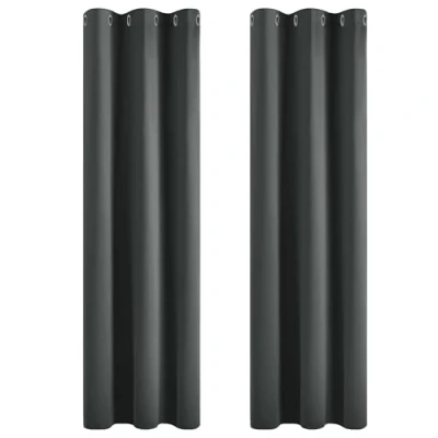 Bild av Deconovo Ogenomskinliga gardiner med öljetter för sovrum, termogardiner, ogenomskinlig gardin köldskydd, termogardin värmeskydd, tjock termogardin, 183 x 107 cm (längd bredd), mörkgrå, set om 2