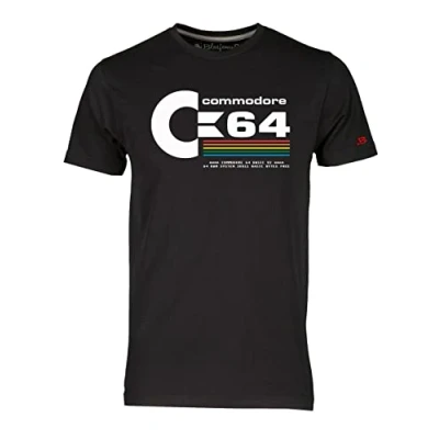 Bild av Blasfemus Commodore 64 C64 80 år gammal T shirt herr vintage nörd, Svart, L
