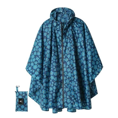 Bild av SaphiRose Regnponcho unisex, regnrock med huva för vuxna, fickor, one size