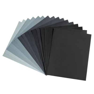 Bild av Sandpappersset, sandpapper, fint 5000 4000 3000 2000 1500 1200 1000 800 vått och torrt sandpapper för bil, trämöbler, metall, sten, lack, glas, 23 x 28 cm (16 stycken)