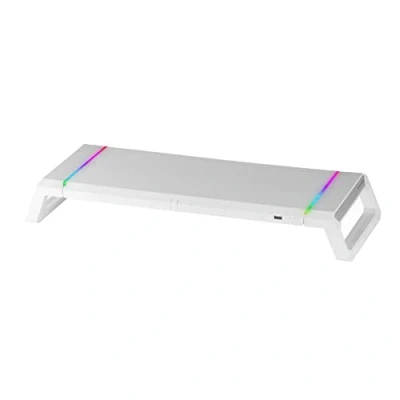 Bild av MARSGAMING Mars Gaming MGS ONE vit, Chroma RGB monitorstativ, justerbar storlek, smartphone och surfplattestativ, främre USB 2.0
