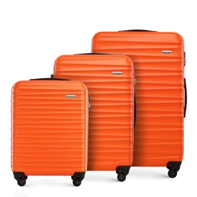Bild av WITTCHEN Resväska 3 deligt set Rollande koffer Trolley Handbagage Hårdfodral i ABS med 4 svänkbara hjul Kombinationslås Teleskopiskt handtag GROOVE Line Orange