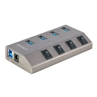 Bild av StarTech.com 4 port USB 3.0 hubb med strömförsörjning och individuell på/av brytare, C/A 3.1 till 4X A, 5Gbit/s splitter/distributör egen (5G4AIBS HUB EU)