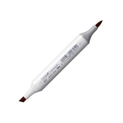Bild av COPIC Skissmarkör typ E 27, mjölk choklad, professionell penselmärkpensel, med en superpenselspets och mediumbrun spets