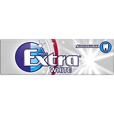 Bild av 10 förpackningar med original WRIGLEY&#039;s extra tuggummipaket färskt lager (vit)