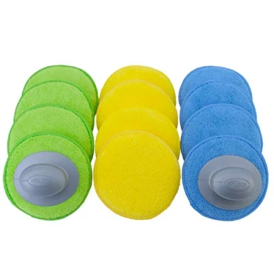 Bild av Polyte Vaxappliceringspads bilvŒrd med 2 handtag mikrofiber 12 pack blŒ, gršn, gul 13 cm