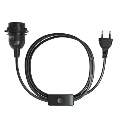 Bild av EAZY CASE E27 lamphållare med 5 m kabel, strömbrytare, skruvring för lampskärm och strömkontakt perfekt lampupphängning hängande lampor, pendellampor, gör det själv lampa, svart