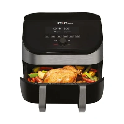 Bild av Instant VersaZone Hot Air Fryer/XXL enkel + dubbel kammare i 1 8,5L digital fritös rostfritt stål, 8 smarta program stekning, bakning, rostning, grillning, uttorkning, återuppvärmning