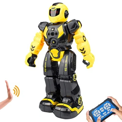 Bild av HUSAN Fjärrkontroll robot för barn, intelligent dansande med infraröda kontrollleksaker, programmerbar, sjungande och månpromenader, robotsats barnunderhållning (gul)