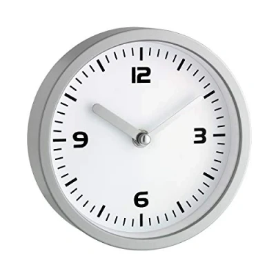 Bild av TFA Dostmann Analog badrumsklocka, 60,3012, kvartsur, fuktavvisande, 4 stora sugkoppar, fäste utan borrning, 16,3 x 5,2 cm, vit
